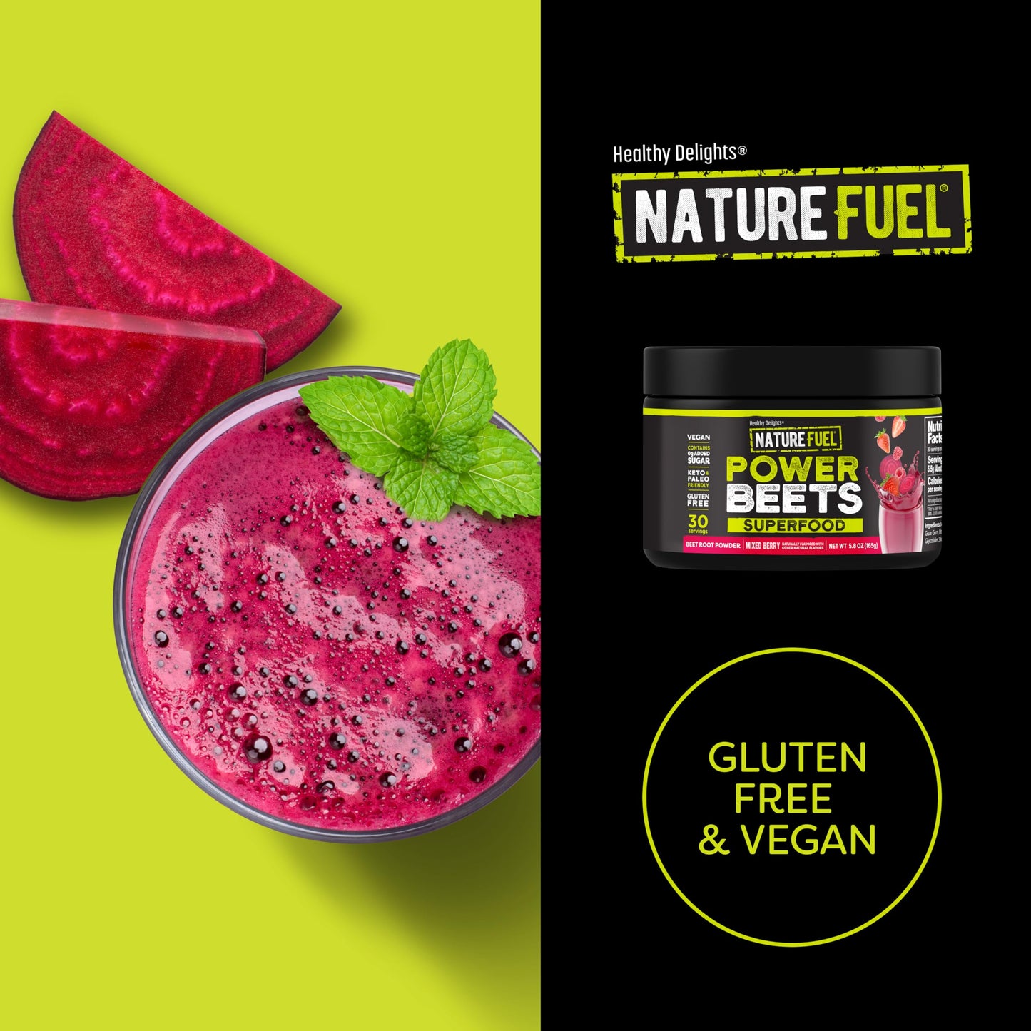 Nature Fuel Power Beets Powder, Delicious Mixed Berry, Concentrated Superfood Supplement, Supports Circulation, Natural Energy & Stamina, Non-GMO, 60 Servings (Packaging May Vary) Nirvana Guru