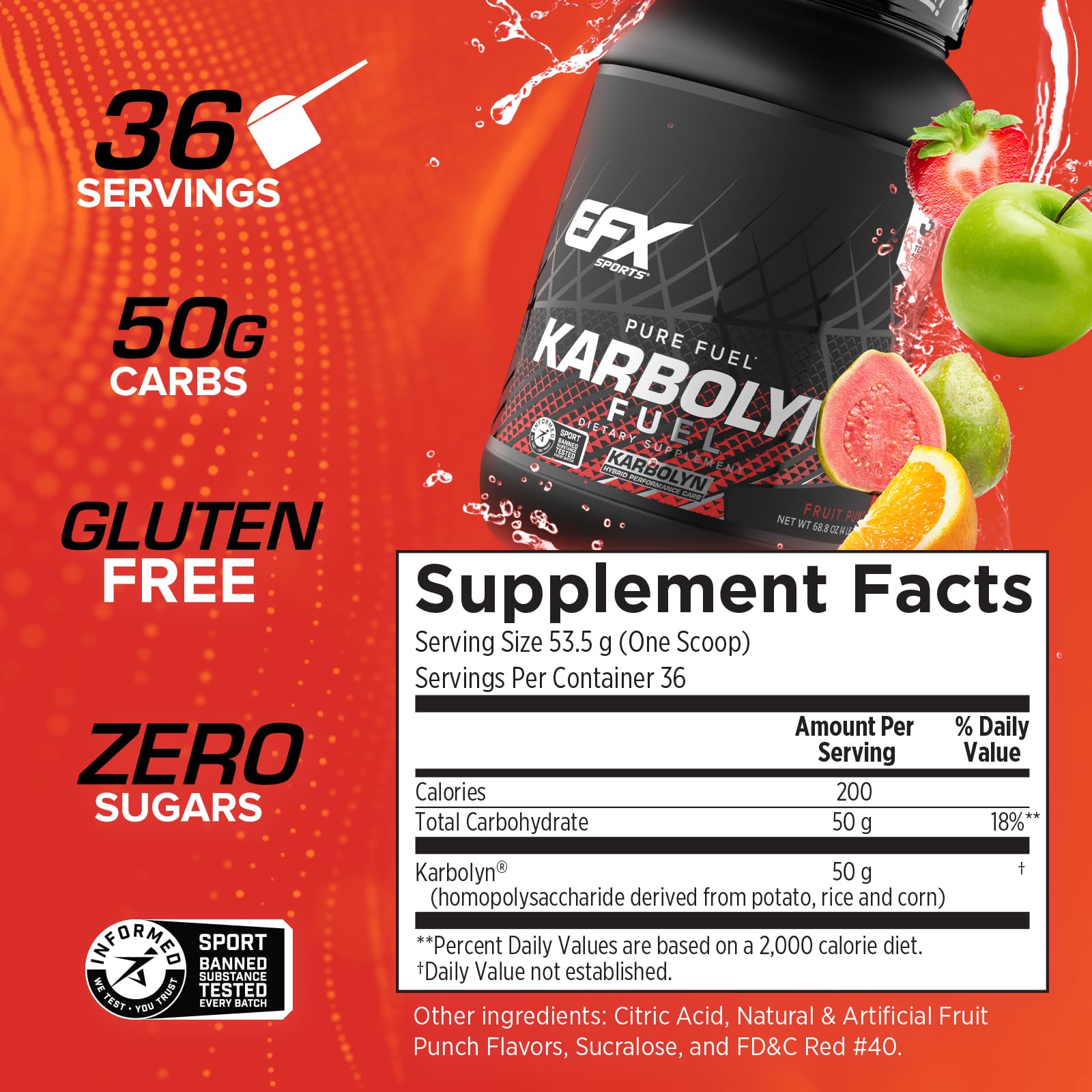 EFX Sports Karbolyn Fuel | Fast-Absorbing Carbohydrate Powder | Carb Load, Sustained Energy, Quick Recovery | Stimulant Free | 39 Servings (Neutral) Nirvana Guru
