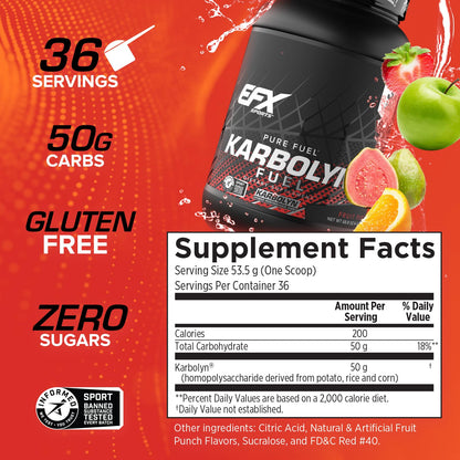 EFX Sports Karbolyn Fuel | Fast-Absorbing Carbohydrate Powder | Carb Load, Sustained Energy, Quick Recovery | Stimulant Free | 39 Servings (Neutral) Nirvana Guru