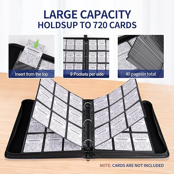 Premium 9-Black Pocket Card Binder – 720 Collection Binder Folder Card Album Card Holder Fit for MTG Football Play Cards (Black, 9 Pocket) nirvanaguru