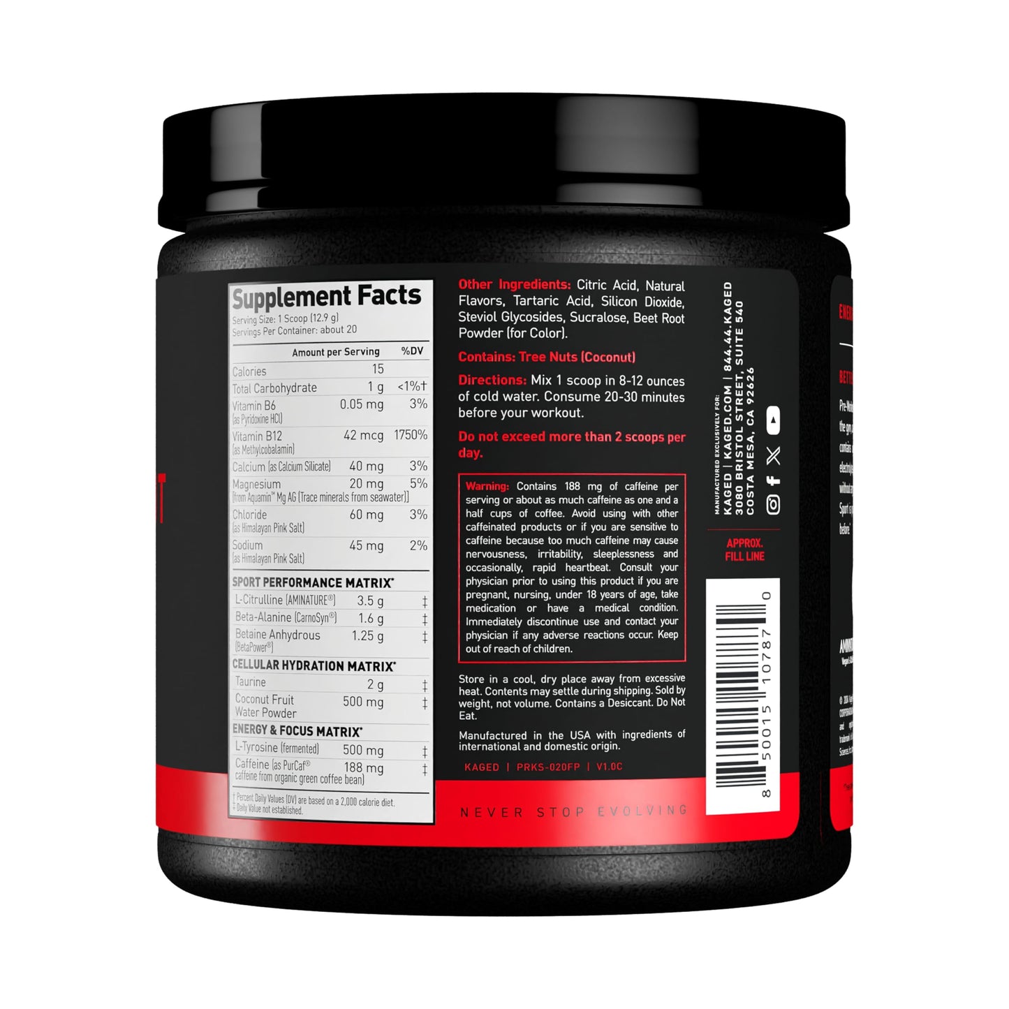 Kaged Sport Pre Workout Powder for Men & Women, Mango Lime, Sport Certified, 188mg Caffeine, Nitric Oxide Supplement, Beta Alanine for Energy, Weightlifting, Cardio Endurance & Strength, 20 Servings Nirvana Guru