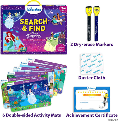 Skillmatics Search and Find Disney Princess Educational Game - Reusable Preschool Learning Activities, Perfect for Toddlers & Kids Who Love Toys, Art & Crafts, Gifts for Boys & Girls Ages 3, 4, 5, 6 Nirvana Guru