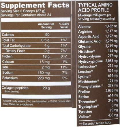 Vital Protein Collagen Peptides, Pasture Raised, Grass Fed, Paleo Friendly, Gluten / Zero Sugar Dairy Free, Chocolate, 32.56 Oz - Nirvana Guru