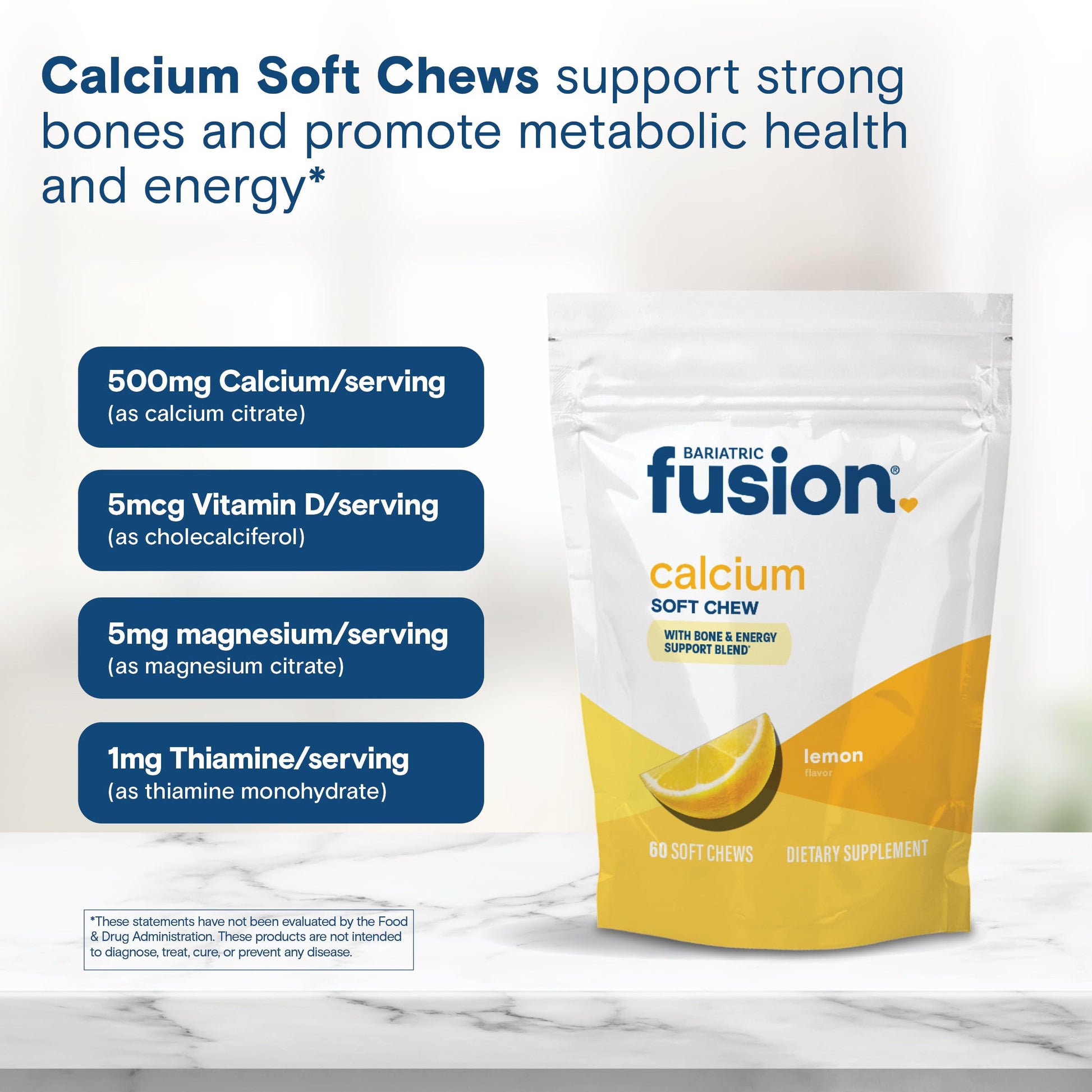 Bariatric Fusion Bariatric Calcium Chews | Calcium Citrate with Vitamin D3 Calcium Supplement Bariatric Vitamin | Sugar Free Calcium Citrate Chewable | Calcium Citrate 500mg | Caramel | 60 Count Nirvana Guru