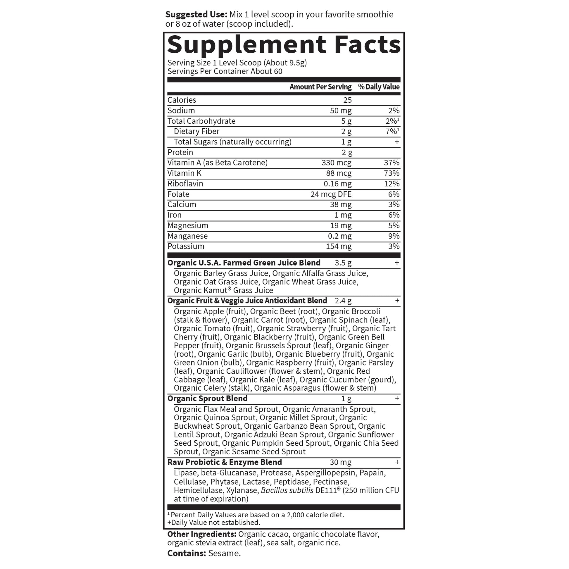 Garden of Life Raw Organic Perfect Food Green Superfood Juiced Greens Powder - Chocolate, 30 Servings (Packaging May Vary) - Nirvana Guru