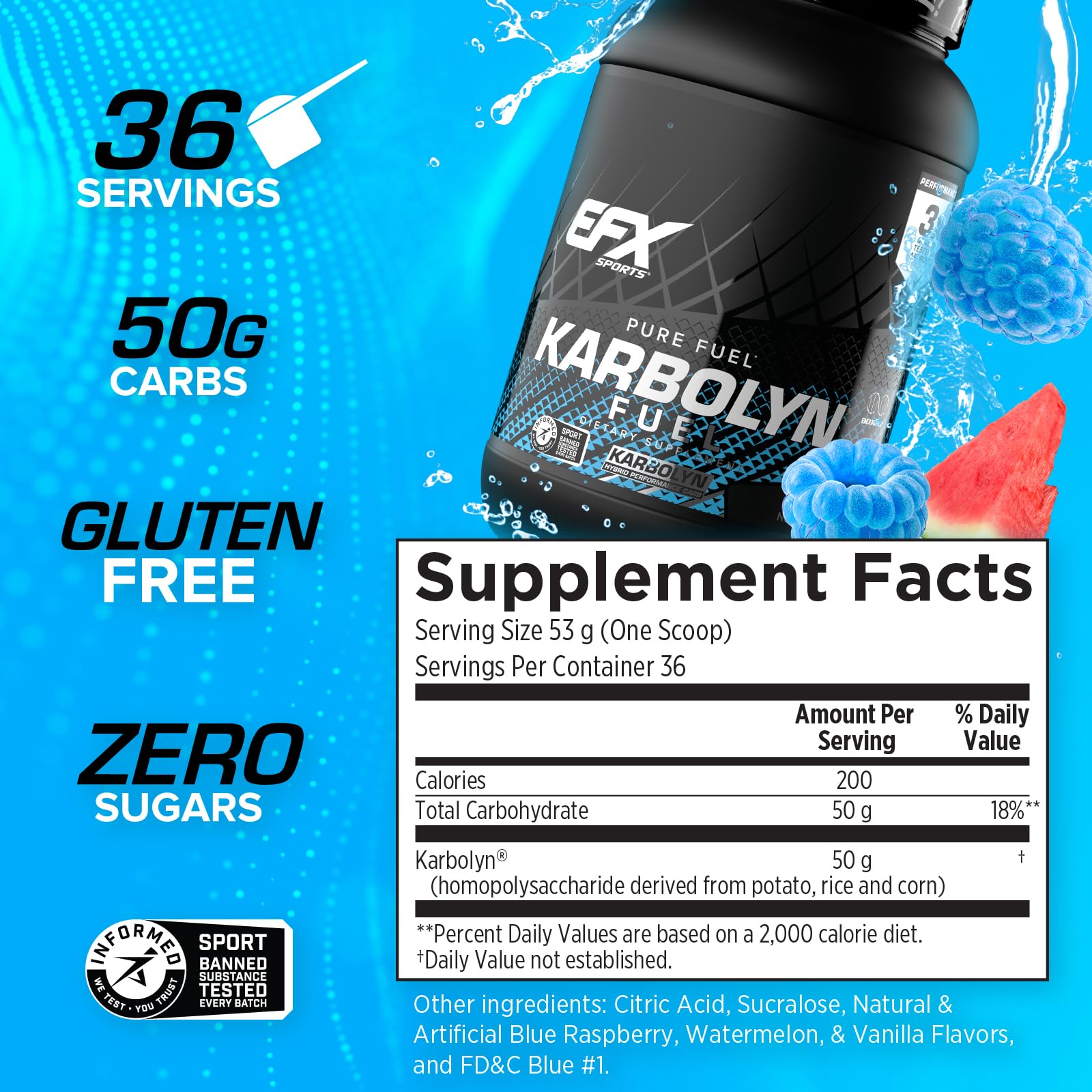 EFX Sports Karbolyn Fuel | Fast-Absorbing Carbohydrate Powder | Carb Load, Sustained Energy, Quick Recovery | Stimulant Free | 39 Servings (Neutral) Nirvana Guru