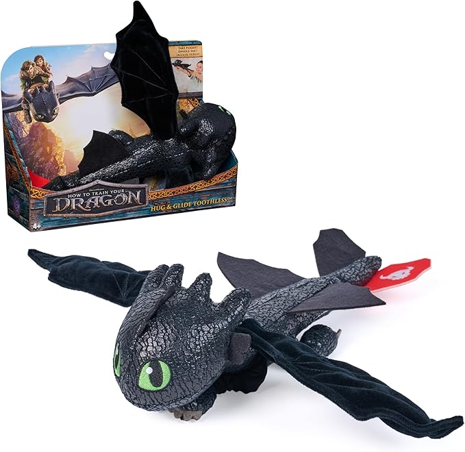 Dreamworks Dragons How to Train Your Dragon, Hug and Glide Toothless Plush Toy, 12” Dragon Stuffed Animal, Kids Toys for Boys Ages 4 and Up nirvanaguru