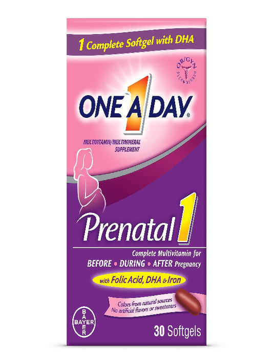 ONE A DAY Women's Prenatal 1 Multivitamin including Vitamins A, C, D, B6, B12, Iron, Omega-3 DHA & more - Supplement for Before, During, & Post Pregnancy, 30 Ct (Pack of 1)(Packaging May Vary) Nirvana Guru