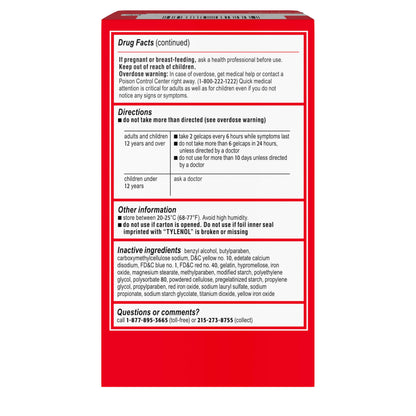 Tylenol Extra Strength Acetaminophen Rapid Release Gels, Extra Strength Pain Reliever & Fever Reducer, Gelcaps with Laser-Drilled Holes, 500 mg Acetaminophen, 100 ct