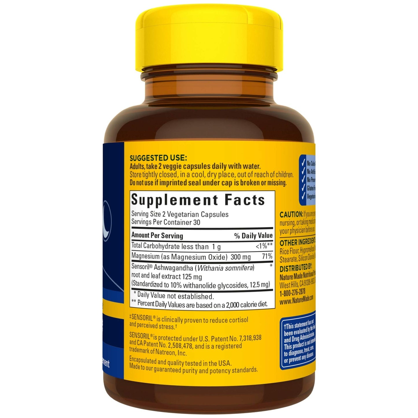 Nature Made Wellblends Calm & Relax, Ashwagandha 125mg, Magnesium 300 mg, 54 Vegetarian Capsules - Nirvana Guru