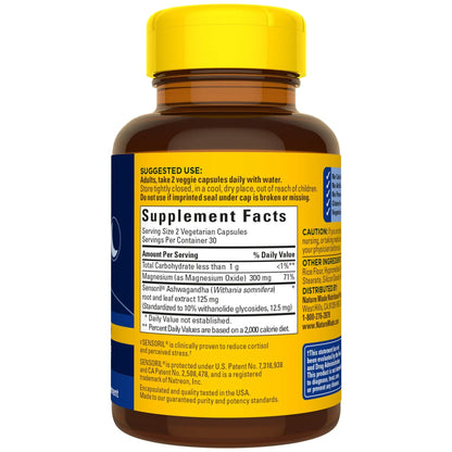 Nature Made Wellblends Calm & Relax, Ashwagandha 125mg, Magnesium 300 mg, 54 Vegetarian Capsules - Nirvana Guru