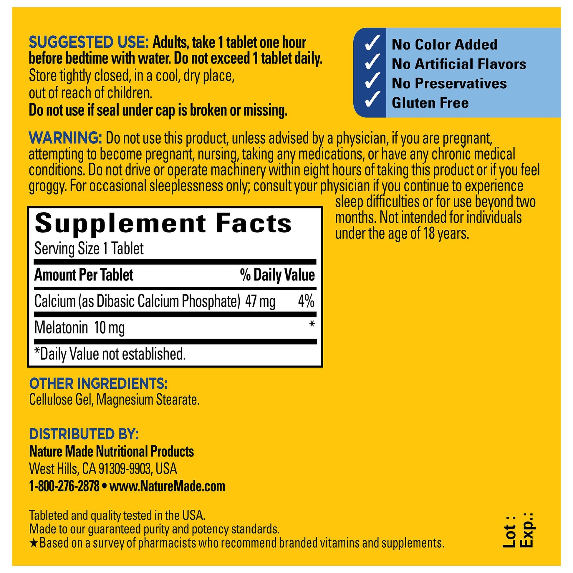 Nature Made Melatonin 10mg Maximum Strength Tablets, 100% Drug Free Sleep Aid for Adults, Melatonin for Adults, 70 Count, 70 Day Supply - Nirvana Guru
