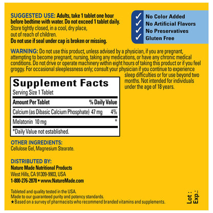Nature Made Melatonin 10mg Maximum Strength Tablets, 100% Drug Free Sleep Aid for Adults, Melatonin for Adults, 70 Count, 70 Day Supply - Nirvana Guru
