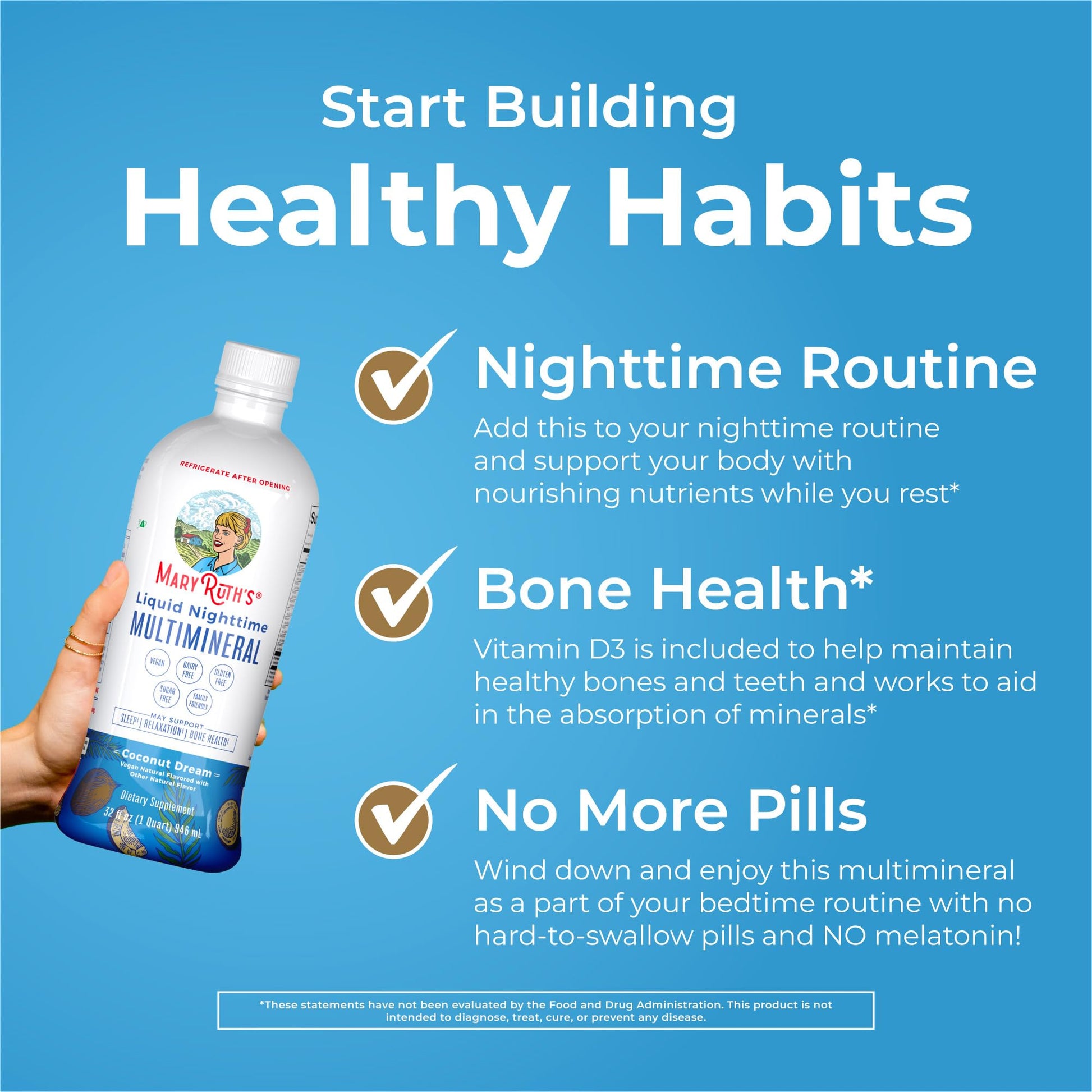 MaryRuth's Liquid Nighttime Multimineral | NO Melatonin | Bedtime Routine | Magnesium Citrate | Calcium | Zinc | Vitamin D3| Available in 4 Flavors | Vegan | Sugar Free | Gluten Free | 32 Oz - Nirvana Guru