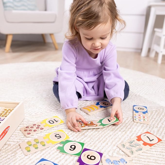 Melissa & Doug Self-Correcting Wooden Number Puzzles with Storage Box (40 pcs) nirvanaguru
