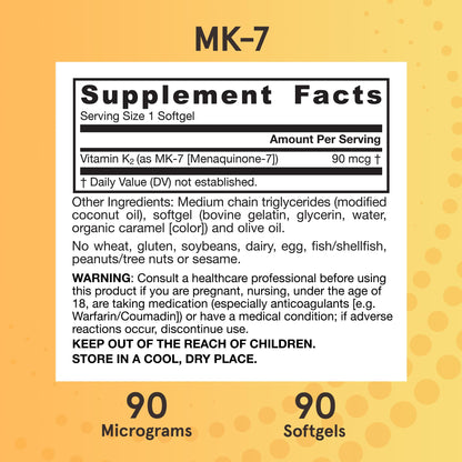 Jarrow Formulas MK-7 90 mcg - Bioactive Form of Vitamin K2 - 120 Servings (Softgels) - For Bone & Cardiovascular Health - Vitamin K2 MK-7 Dietary Supplement - K2 Vitamin Supplement MK-7 - Gluten Free - Nirvana Guru