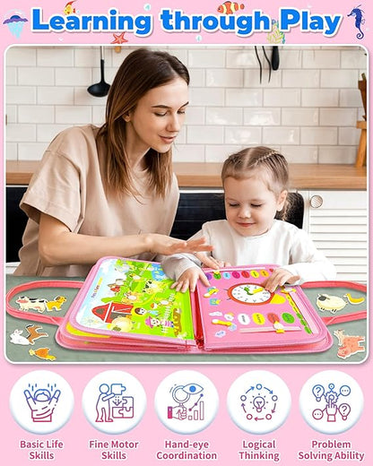 Gojmzo Busy Board Montessori Toys for Toddler Girl Birthday Gifts, Busy Book Sensory Toys for Toddlers, Learning Educational Toddler Travel Activities nirvanaguru