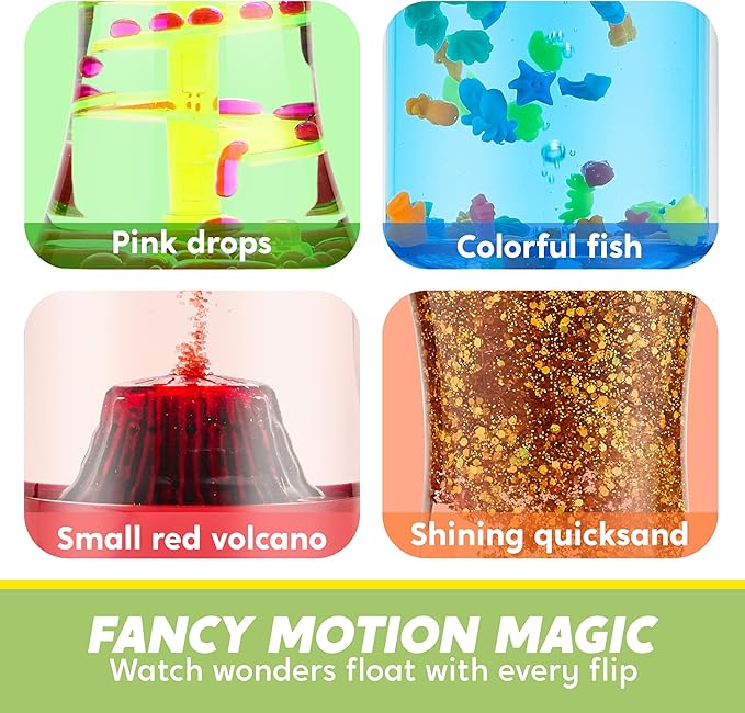 JOYIN 4-Pack Fidget Tubes for Kids, Sensory Tubes, Stress Relief Toy, Speech Therapy Materials, Calming Toys for Children with Autism, Calm Down Corner Classroom Supplies, School Gifts for Toddlers nirvanaguru