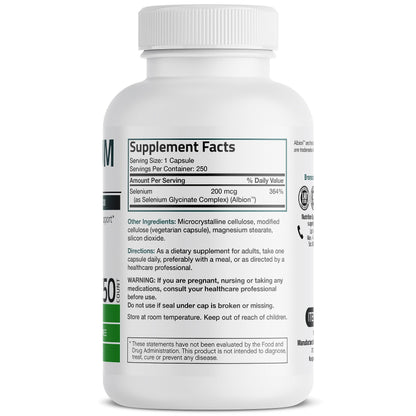 Bronson Selenium 200 mcg – Yeast Free Chelated Amino Acid Complex - Essential Trace Mineral with Superior Absorption, 250 Vegetarian Capsules Nirvana Guru