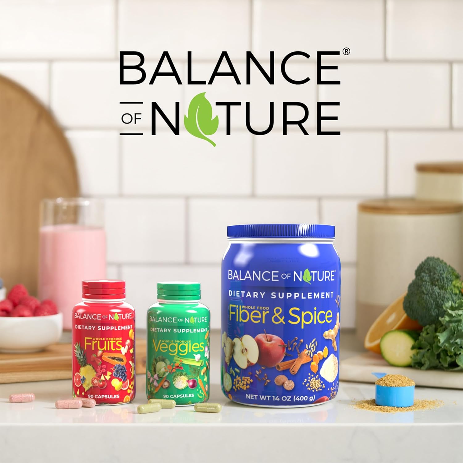 Balance of Nature Fruits and Veggies Supplements - Whole Fruit and Vegetable Ingredients for Women, Men, and Kids - 90 Fruit Capsules, 90 Veggie Capsules - 1 Set Nirvana Guru