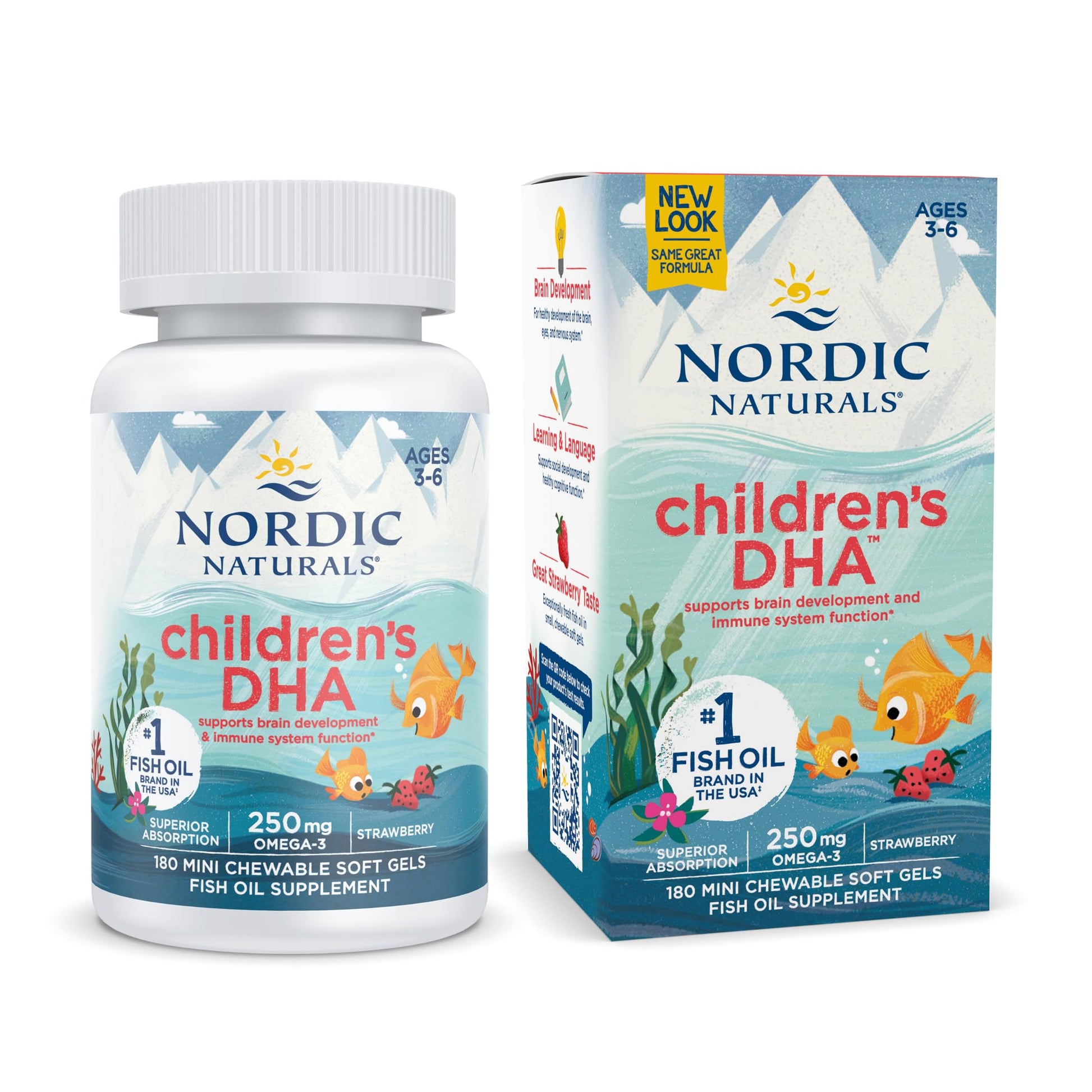 Nordic Naturals Children’s DHA, Strawberry - 120 Mini Chewable Soft Gels for Kids - 250 mg Omega-3 with EPA & DHA - Brain Development & Function - Non-GMO - 30 Servings - Nirvana Guru