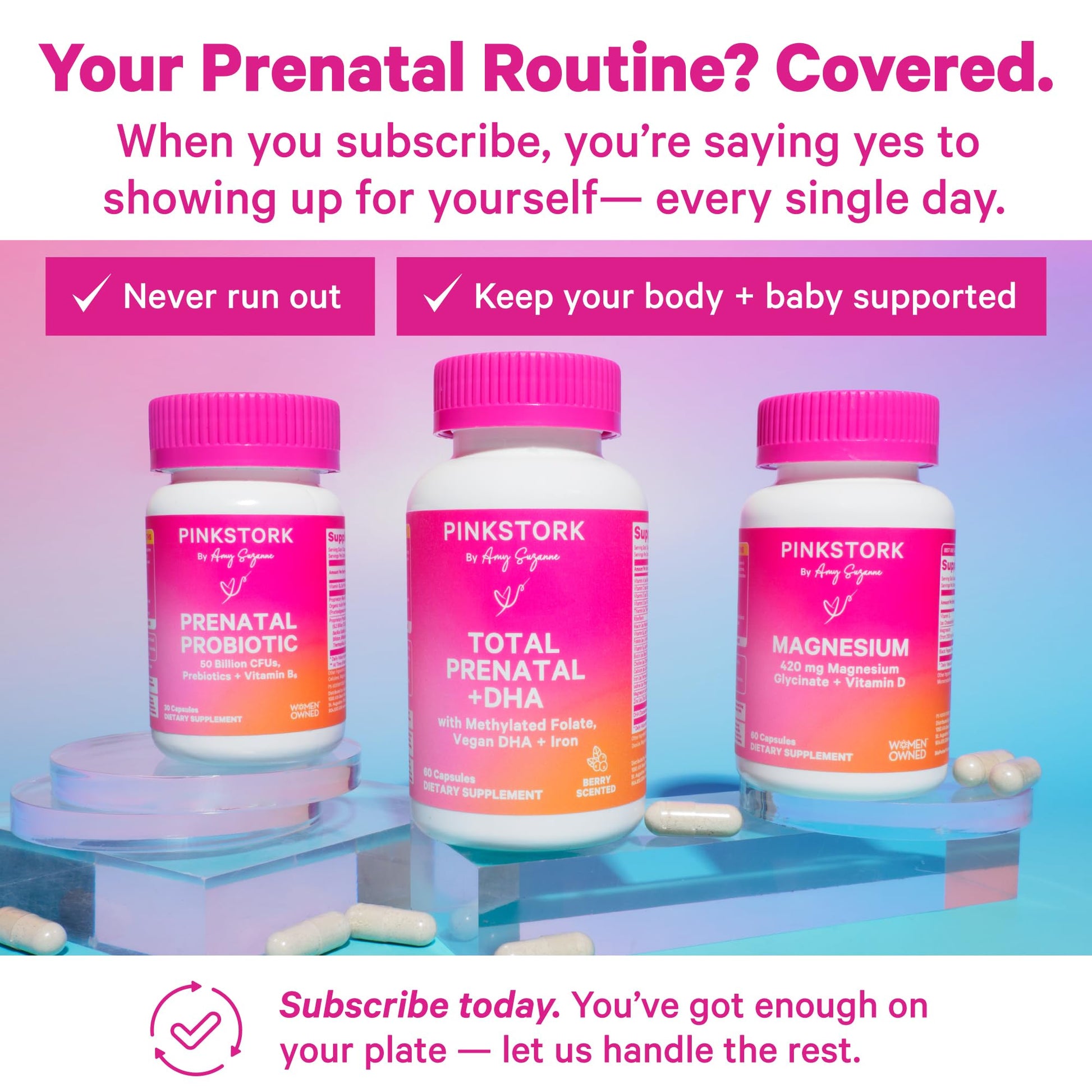 Pink Stork Total Prenatal Vitamins with DHA, Folate, Iron, Choline, and Vitamin B12 - Prenatals for Women to Support Fetal Development, Pregnancy Essentials, Berry Essence, 60 Capsules, 1 Month Supply Nirvana Guru
