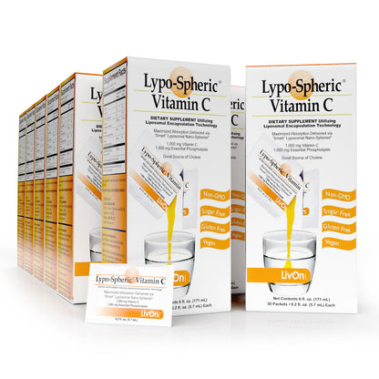 LivOn Laboratories Lypo–Spheric Liposomal Vitamin C 1000mg - No Sugar, Immune Support, Plant Based - Easy to Swallow, Absorbable, Individual Packets - Non–GMO, Gluten Free(0.2floz30 Packets) Nirvana Guru