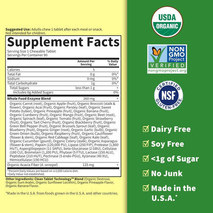 Garden of Life Dr Formulated Digestive Enzymes with Papain, Bromelain, Lipase for Digestion & Nutrient Absorption – Organic Digest+ - Vegan, Gluten-Free, Non-GMO, Tropical Fruit Flavor, 90 Chewables - Nirvana Guru