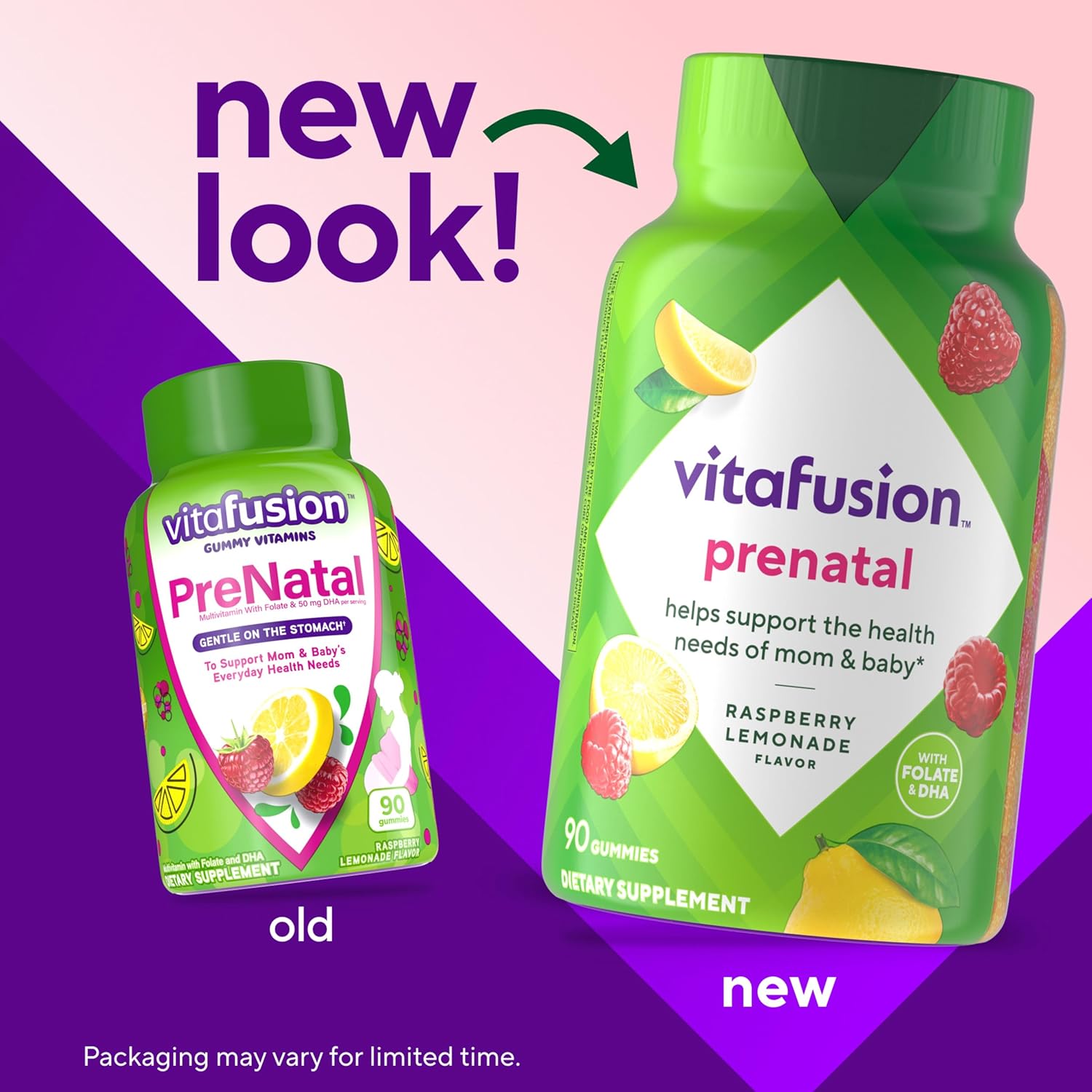 vitafusion PreNatal Gummy Vitamins, Raspberry Lemonade Flavor, Prenatal Vitamin Supplement for Women with Folate and DHA, 45 Day Supply, 90 Count Nirvana Guru