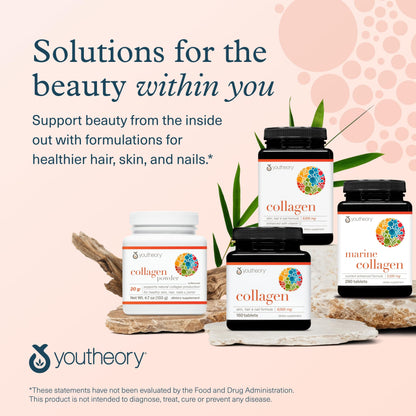 Youtheory Collagen Powder - Premium Collagen Supplement with Vitamin C & Biotin - Healthy Hair, Nails, Skin & Joints* - Hydrolyzed & Highly Absorbable - Dairy & Gluten Free - Unflavored - 10 oz - Nirvana Guru
