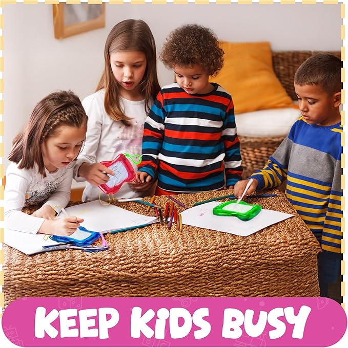 Bedwina Mini Magnetic Drawing Board for Kids - (Pack of 12) Backpack Keychain Clip Drawing Boards, Erasable Doodle Sketch Writing Pad Boys & Girls, Birthday Kids Party Favors nirvanaguru