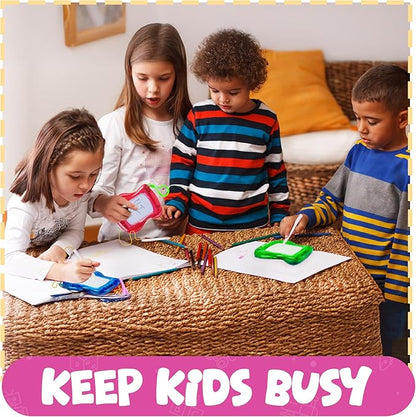 Bedwina Mini Magnetic Drawing Board for Kids - (Pack of 12) Backpack Keychain Clip Drawing Boards, Erasable Doodle Sketch Writing Pad Boys & Girls, Birthday Kids Party Favors nirvanaguru
