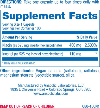 High Absorption Vitamin B3 Niacin Flush Free - Clinical Formula Flush Free Niacin Supplement from Inositol Hexanicotinate for Heart Skin & Nerve Support - Vegan Non-GMO Made in The USA - 100 Servings Nirvana Guru