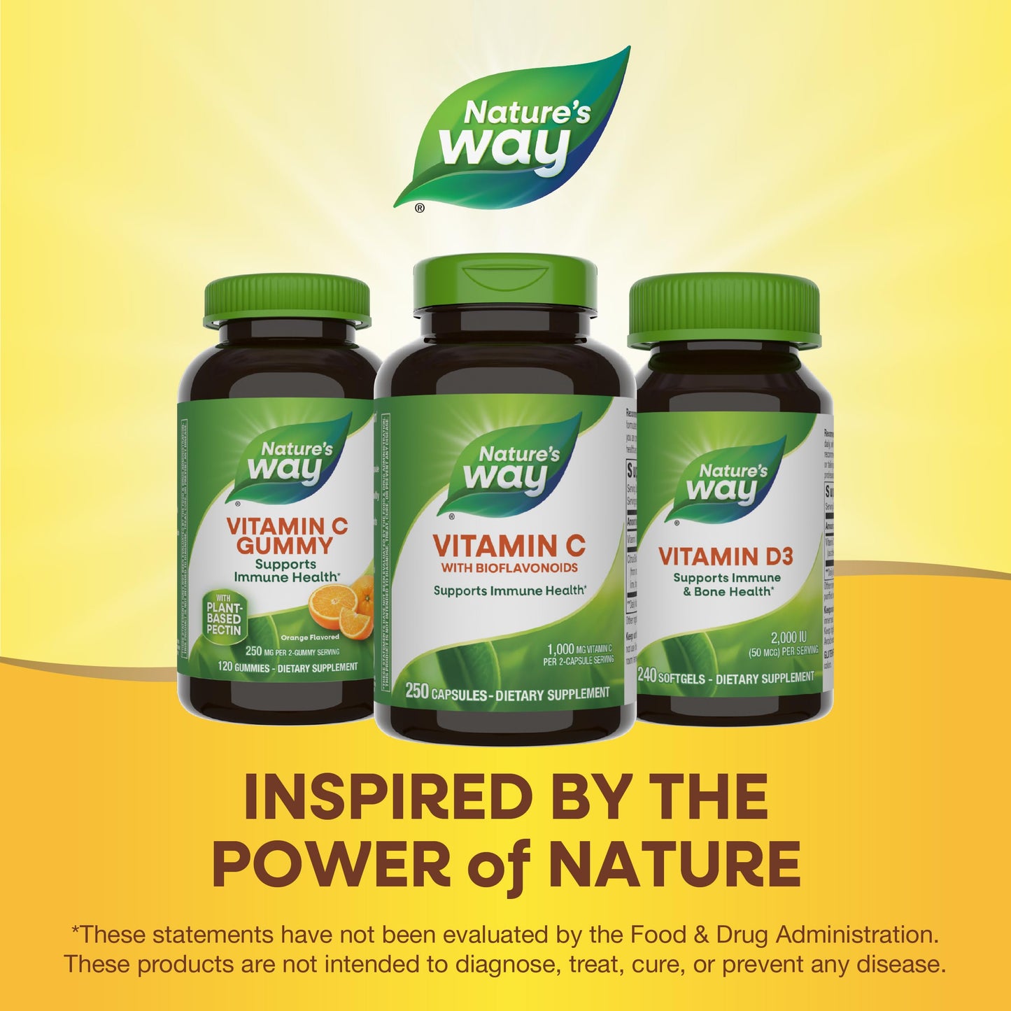 Nature's Way Vitamin C with Bioflavonoids, Immune Support*, High Potency Vitamin C per 2-capsule serving, Promotes Collagen*, 1,000 mg per 2-Capsule Serving, 250 Capsules (Packaging May Vary) - Nirvana Guru