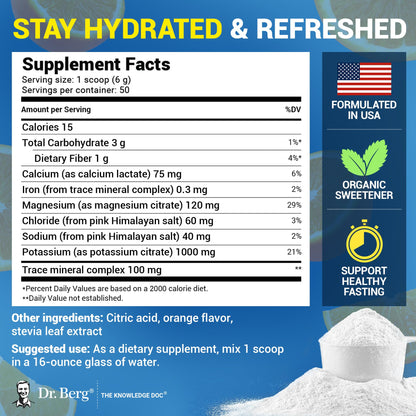 Dr. Berg Zero Sugar Hydration Keto Electrolyte Powder - Enhanced w/ 1000 mg of Potassium & Real Pink Himalayan Salt (NOT Table Salt) - Raspberry & Lemon Flavor Hydration Drink Supplement, 100 Servings Nirvana Guru