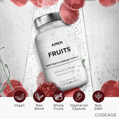 Amen Fruits, Daily Fruits Vitamins Supplements, Over 20 Whole Fruit Extracts - Raw Multivitamin, Berries, Antioxidant Polyphenols Superfood & Flavonoids - Non-GMO - 90 Capsules Nirvana Guru