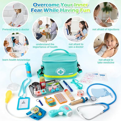 Sundaymot Doctor Kit for Kids, 34 Pcs Pretend Playset for Toddlers, Doctor kit for Toddlers 3-5, with Medical Bag, Stethoscope and Other Accessories, for Boys and Girls Fun Role Playing Game nirvanaguru