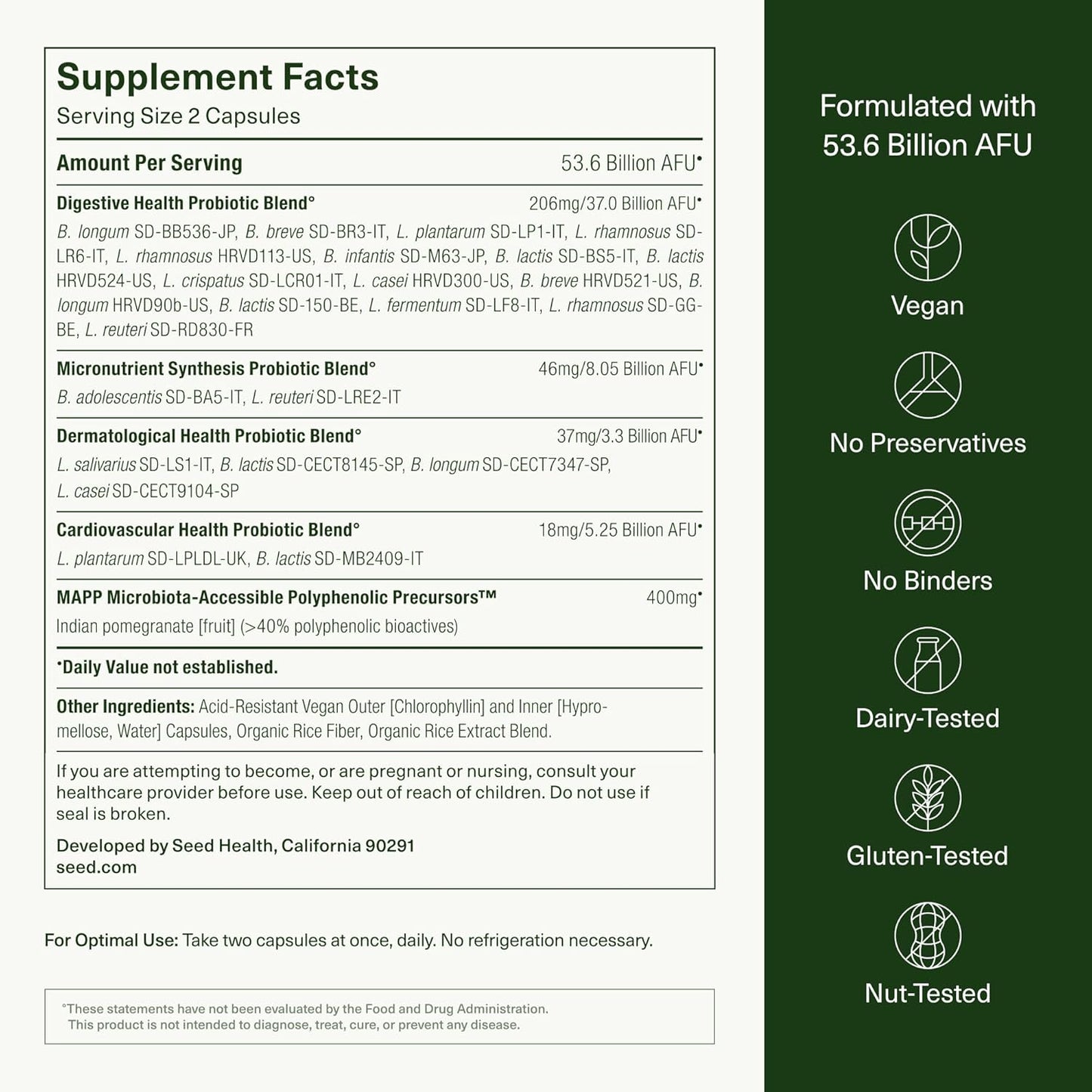 Seed DS-01 Daily Synbiotic - Prebiotic and Probiotic for Women & Men - Digestive Health, Gut Health, Immune Support, Bloating & Constipation Relief - Vegan & Shelf-Stable - 60 Capsules (30-Day Supply) - Nirvana Guru