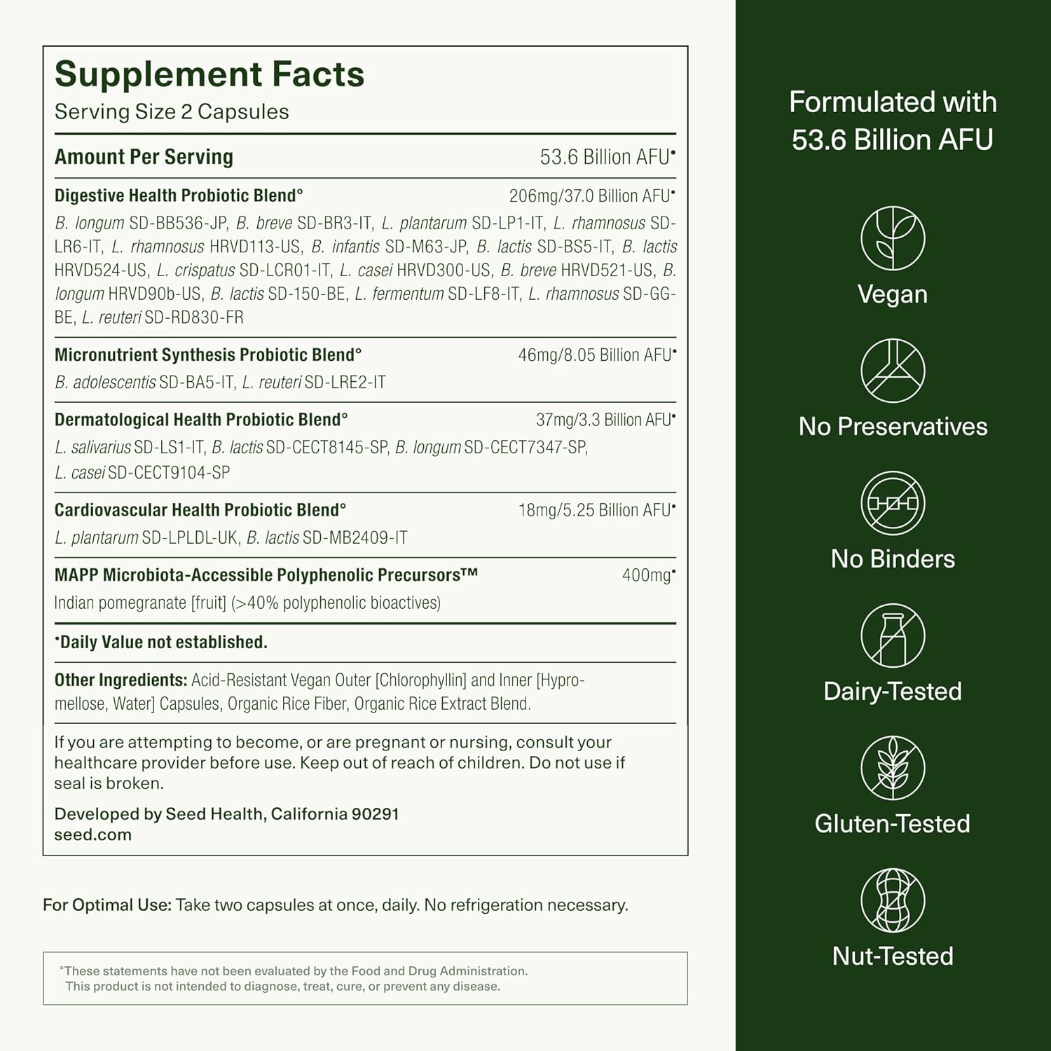 Seed DS-01 Daily Synbiotic - Prebiotic and Probiotic for Women & Men - Digestive Health, Gut Health, Immune Support, Bloating & Constipation Relief - Vegan & Shelf-Stable - 60 Capsules (30-Day Supply) - Nirvana Guru
