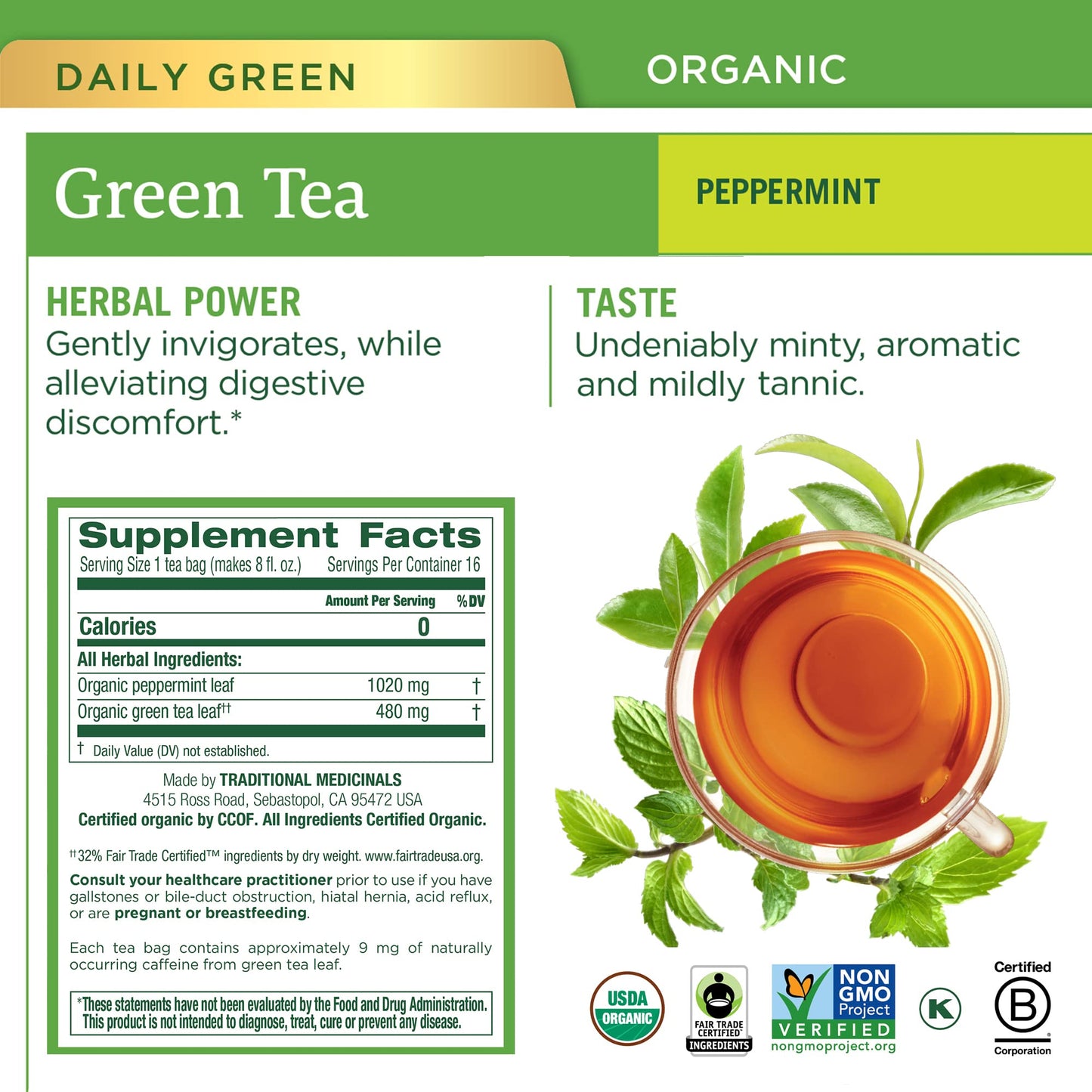 Traditional Medicinals Tea, Organic Green Tea Matcha, Genmaicha, Supports Health, 96 Tea Bags (6 Pack) - Nirvana Guru