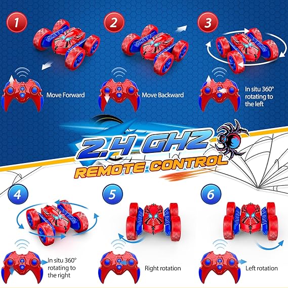 Remote Control Car,RC Cars for 4 5 6 7 8 9 10 11 12 Year Old Boy Double Sided 360°Flip 4WD Rechargeable Drift RC Race Car Boys Toys Birthday Gifts Christmas Basket Stuffers for Kids Age 4-12 nirvanaguru