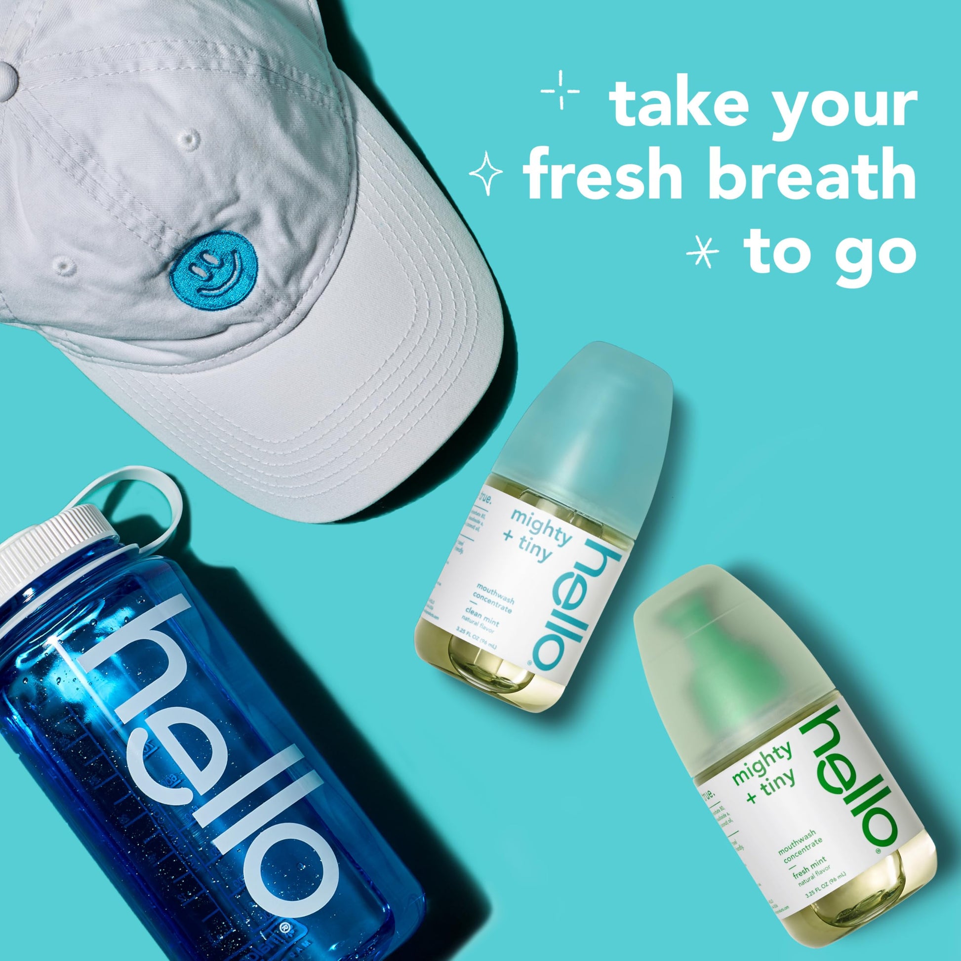 Hello Fresh Mint Mouthwash Concentrate, Alcohol Free for Bad Breath, Travel Size Mouthwash Made with Coconut Oil and Tea Tree Oil, Helps Freshen Breath, 2 Pack, 3.25 Oz Pump Bottles Nirvana Guru