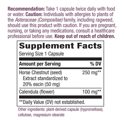 Nature's Way Standardized Horse Chestnut, Premium Extract, Promotes Healthy Leg Veins*, 250 mg per Serving, Vegan, 90 Capsules - Nirvana Guru