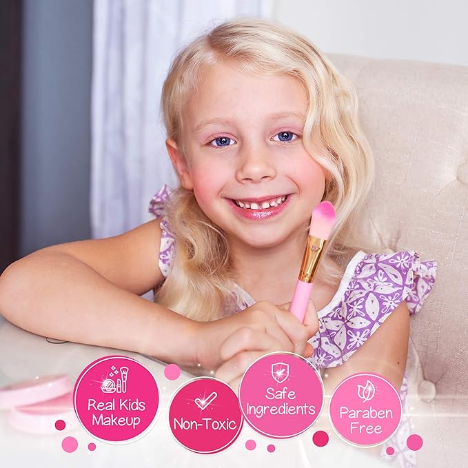 Kids Real Makeup Kit for Girls with Pink Unicorn Purse, Non Toxic Washable Make Up - Unicorn Toys for Toddler & Birthday Gifts for Girl Ages 3 4 5 6 7 8 9 10 Years Old - Pretend Play Vanity Set nirvanaguru