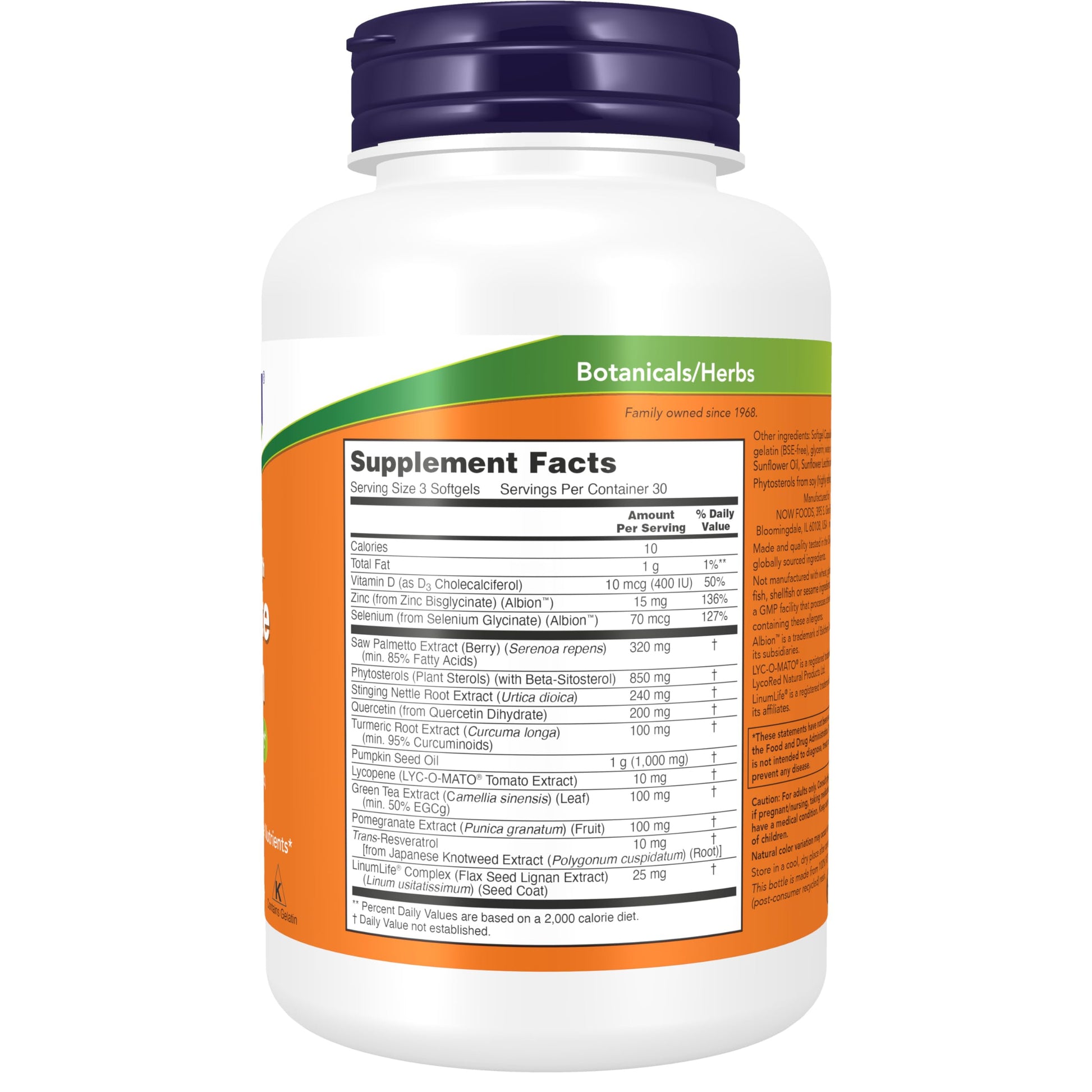 NOW Foods Supplements, Prostate Health, Clinical Strength Saw Palmetto, Beta-Sitosterol & Lycopene, 180 Softgels - Nirvana Guru