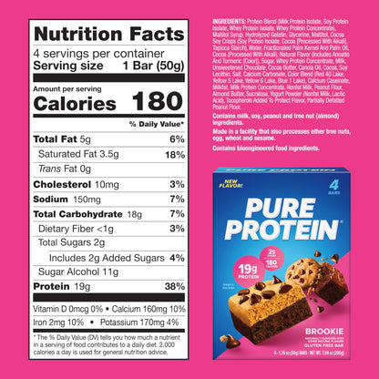 Pure Protein Bars, High Protein, Nutritious Snacks to Support Energy, Low Sugar, Gluten Free, Chocolate Deluxe, 1.76 oz., 12 Count(Pack of 1) (Packaging may vary)