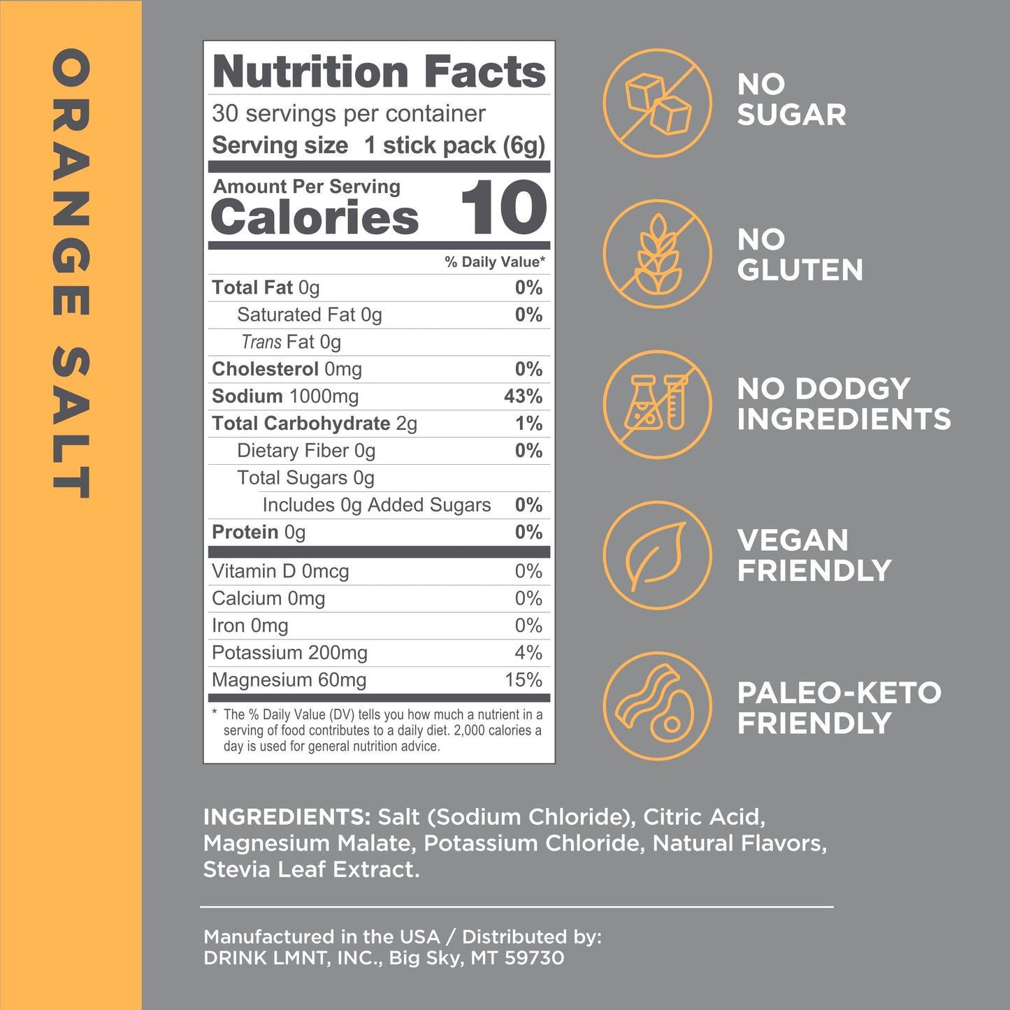 LMNT Zero Sugar Electrolytes - Watermelon Salt | Drink Mix | 30-Count