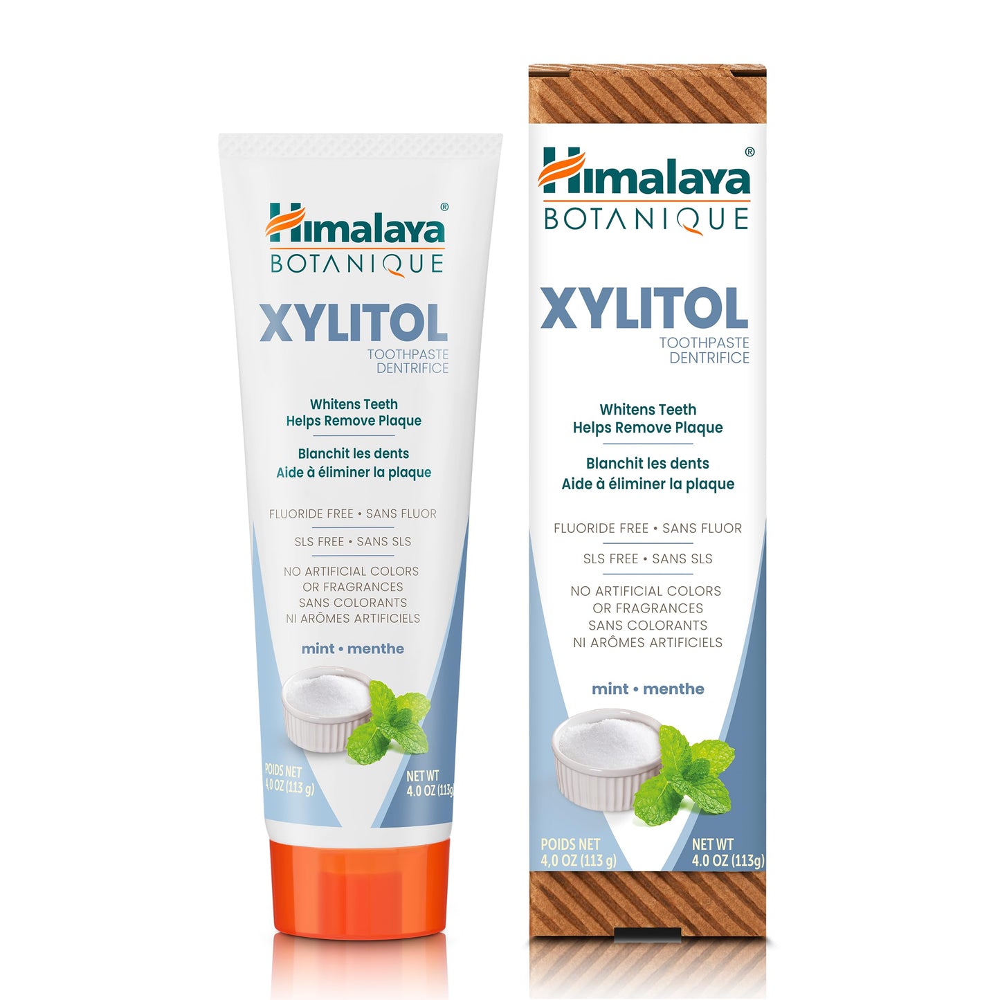Himalaya Botanique Whitening Antiplaque Toothpaste with Xylitol, Fluoride Free, for Plaque Reduction & Gentle Whitening, 4 oz - Nirvana Guru