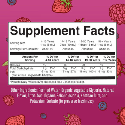 MaryRuth Organics Iron Supplement for Women Men & Kids, Liquid Iron Supplement for Women Men & Kids, Iron for Healthy Blood & Oxygen, Ages 4 & Up, Sugar Free, Vegan, Non-GMO, Gluten Free, 15.22 Fl Oz - Nirvana Guru