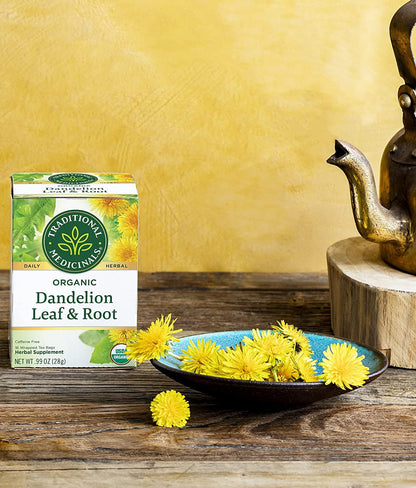 Traditional Medicinals Tea, Organic Dandelion Leaf & Root, Supports Kidney Function & Healthy Digestion, 16 Tea Bags - Nirvana Guru